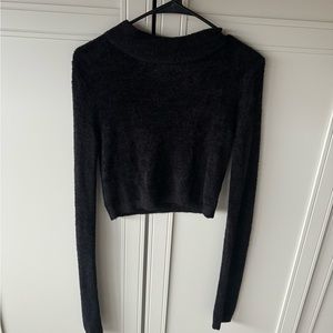Sherpa Black Crop Top - S